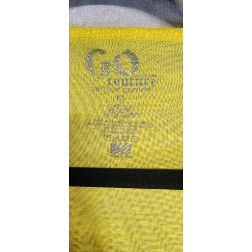Multicolored Rainbow Striped Go Couture SS 1 Pkt Tshirt Size M - Picture 3 of 6